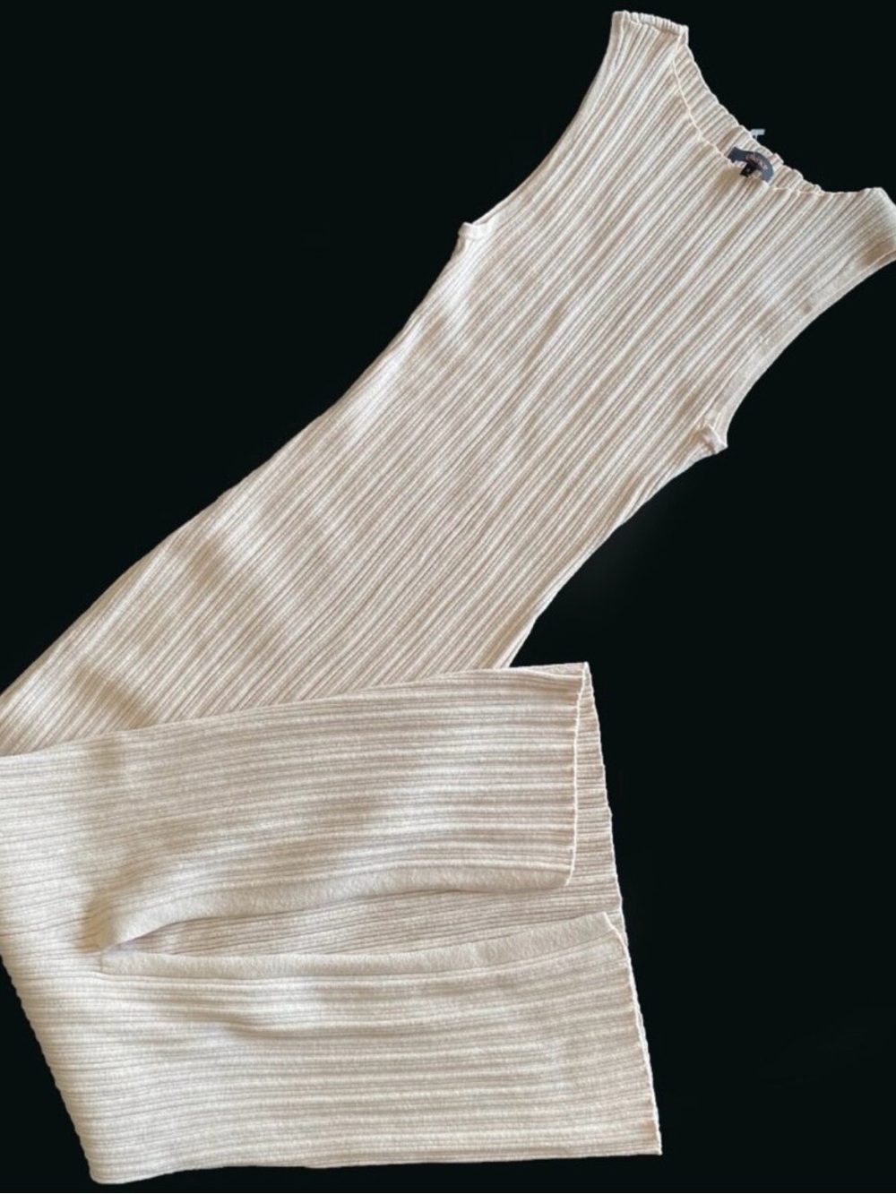 Quince Cotton Cashmere Ribbed Sleeveless Midi Dress Size S Heather Oatmeal